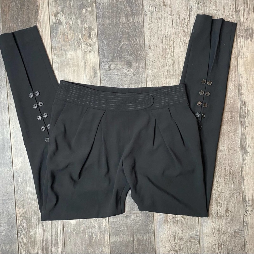 PRINGLE OF SCOTLAND Black Tapered Skinny Button Ankle Haram Trouser Pants 8